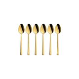 Ahl Shop Parlak Gold Tatlı Kaşığı Seti, Kahvaltı Kaşık Seti, Paslanmaz Çelik, 6 Adet - 01P-Pembe