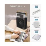 Ahl Shop Şarjlı Soğutmalı Vantilatör - Siyah - 7 Renk LED Işıklı Mini Hava Soğutucu, Buharlı Nemlendirici, Parfüm Hazneli, Zaman Ayarlı, Taşınabilir USB Fan (Ev & Ofis Için)