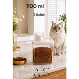Ahlat Store 1100ml Kedi Maması Saklama Kabı Sızdırmaz Çift Contalı Ölçekli Geniş Hazneli BPA FREE