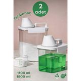 Ahlat Store 2 Li Sızdırmaz Depolama Sıvı Toz Deterjan Saklama Kutusu 1100 ml ve 1800 ml BPA İçermeyen Güvenli Malzeme