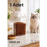 Ahlat Store 2300ml Kedi Maması Saklama Kabı Sızdırmaz Çift Contalı Ölçekli Geniş Hazneli BPA FREE