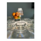 AHLE HOME 6 Kişilik Kristal boncuklu Cam Çerez Tatlı Tabağı Seti (12 Parça)