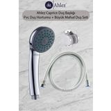 Ahlez Caprice Duş Başlığı + Pvc Duş Hortumu + Büyük Mafsal Duş Seti Duş Takımı