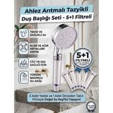 Ahlez Filtreli Beyaz Duş Başlığı 5 Yedek Filtreli | Su Arıtmalı, Klor ve Kireç Önleyici, Yüksek Basınçlı
