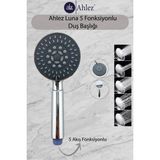 Ahlez Luna 5 Fonksiyonlu Duş Başlığı Poşet Ambalaj - Krom
