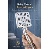 Ahlez Neva Beyaz Krom 3 Fonksiyonlu Ultra Lüx Duş Başlığı El Duşu