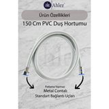 Ahlez Paslanmaz Banyo Duş Hortumu Spirali Pvc Kopmaz 150 cm - Gri