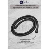 Ahlez Paslanmaz Banyo Duş Hortumu Spirali Pvc Kopmaz 150 cm - Mat Siyah