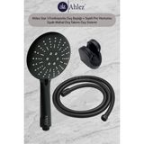 Ahlez Star 3 Fonksiyonlu Duş Başlığı + Siyah Pvc Duş Hortumu + Siyah Mafsal Duş Takımı