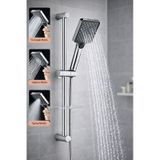 Ahlez Sürgülü Krom Yağmurlama Tuşlu 3 Fonksiyonlu Aqua Model Duş Seti Krom