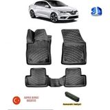 Ahlparts Renault Megane 4 Sedan 2016 Sonrası Uyumlu 3D Havuzlu Paspas Asma Koku ve Numaratör Hediyeli - Siyah