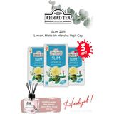 Ahmad Tea Slim Limon, Mate ve Matcha 3 Paket Yeşil Çay Karışımı 20' Li ve Oda Kokusu - Bitki Çayı