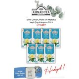 Ahmad Tea Slim Limon, Mate ve Matcha Yeşil Çay Karışımı 20' Li 7 Paket ve Rakun Kupa - Bitki Çayı