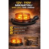 AHMET OTOMOTİV 12v/110volt Sarı Sarı Ledli Çakmak Fişli Mıknatıslı Tepe Lambası