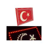 Ahmet Otomotiv Türk Bayrağı Ay Yıldız Bayrak LED Işıklı Panel Tabela - 12 Volt