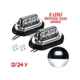 AHMET OTOMOTİV Üniversal Plaka Lambası 6 Led Güçlü Işık Su Geçirmez Krom Plaka Işığı Oto Aydınlatma 12/24V 2 Adet