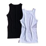 Ahmio Halter Yaka 2’li Premium Doku Kaşkorse T-Shirt Pamuklu Kadın Örme Atlet (Siyah-Beyaz, L)