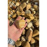 Ahs Sarı Çizgili Rainbow Dolomit Çakıl Taşı 6-10 cm 1 kg Dekoratif Bahçe Peyzaj Saksı Akvaryum Teraryum - ST