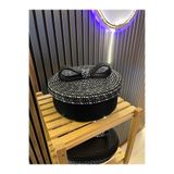 Ahs Tasarım Doğal Jüt Hasır Fiyonk Fonksiyonel Kapaklı Sepet Siyah 24 x 12