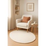 Ahs Tasarım Oval Saç Örgü Desenli Kaymaz Taban Dekoratif Halı Kilim Paspas Krem 80 x 120