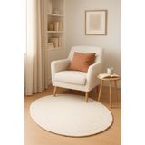 Ahs Tasarım Oval Saç Örgü Desenli Kaymaz Taban Dekoratif Halı Kilim Paspas Krem 90 x 60
