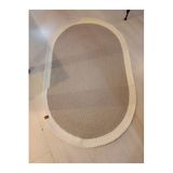 Ahs Tasarım Oval Saç Örgü Desenli Kaymaz Taban Dekoratif Halı Kilim Paspas Krem - Bej 80 x 150