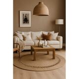Ahs Tasarım Trikotlu bohem tarzı yuvarlak jüt kilim Bej 100 x 100