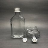 Ahsa Ticaret 2 Adet 200 cc Yassı Kolonya Cam Şişe - Cam Konyak Likör Şişesi - 200 ml - Şeffaf