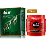 Ahsaf Natürel Sızma Zeytinyağı 2l Teneke + Yağlı Siyah Sele Zeytin 2 kg 291-320 Kalibre (2'li Ekonomik Paket) - 4 lt