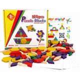 Ahşap 125 Parça Renkli Blok Tangram Puzzle Seti - Eğitici ve Eğlenceli Oyun