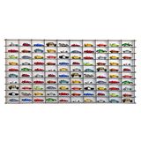 Ahşap 1/64 Hobi Araba Rafı Yatay 100 Araçlık (Beyaz, MDF)
