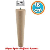 Ahşap 18 Cm Ahşap Ayak Bağlantı Aparatlı Mobilya Koltuk Kanepe Sehpa Masa Ayağı Ayakları M8 Civatalı