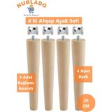 Ahşap (20 Cm) Sehpa Konsol Puf Tv Ünitesi Ayağı Ayakları M8 Civatalı Bağlantı Aparatlı 4'lü Set - Titreşim - Çamaşır Bulaşık