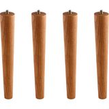 Ahşap 4’lü Set Doğal Kahverengi Boyalı Masa ve Sehpa Ayağı Dekoratif Bohem Model Mobilya Yedek Parça - 25 cm