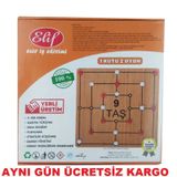 Ahşap 9 Taş 3 Taş Zeka Akıl Mantık Strateji Oyunları 1 KUTU 2OYUN