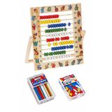 Ahşap Abaküs Desenli 24x21cm ve Sayı Fasulyesi ve Çubuğu Set 1 Paket