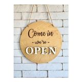 Ahşap Açık Kapalı Yazılı Kapı Süsü Dükkan Kapı Süsü Açığız , Kapalıyız Yazısı Open Closed