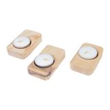 Ahşap Ağaç Tealight Mumluk Dekoratif Mumluk Mum Standı 3'lü Set