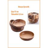 Ahşap Akasya Çerezlik 12 Cm, 4'lü Set