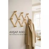 Ahşap Akordeon Duvar Askısı - Dekoratif, Çok Amaçlı, 10 Kancalı Akıllı Askılık 722371