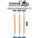 Ahşap Alüminyum Kabartma Kalemi 3 lü 1 Paket Aliminyum Folyo Kabartma Çift Uçlu İzleme Noktalama Kalemi Gravür