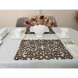Ahşap Amerikan Servis Takımı 2 Parça Lazer Kesim Desenli Masa Altlığı 42X30 cm - 42 x 30 cm - Ahşap - Ceviz