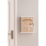Ahşap Anahtar Tasarımlı Home Sweet Home Anahtar Askısı Welcome Detaylı Duvar Organizer 28 cm