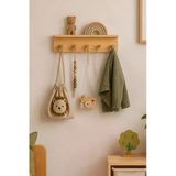 Ahşap Askılık Raf Ve Kitaplık Raf Eğitici Montessori Duvar Rafı 40 Cm