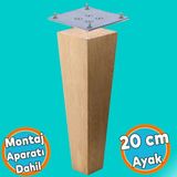 Ahşap Ayak 20 Cm Kare Bağlantı Aparatı Dahil Mobilya Koltuk Kanepe Sehpa Masa Ayağı Ayakları Boyasız
