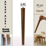 Ahşap Ayak 35 cm Ceviz M8 Civatalı Bağlantı Aparatlı Mobilya Tabure Sehpa Masa Destek Ayağı