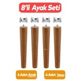 Ahsap Ayak Sehpa Masa Puf Tabure Unite Mobilya Ayagi M8 Civata 20 Cm Ayak+Baglanti Aparati 8Li Set