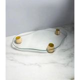 Ahşap Ayaklı Cam Sunum Tepsi 25X32 - Standart