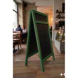 Ahşap Ayaklı Menü Panosu - Çift Taraflı Tebeşir Tahtası - Kafe Restoran Tipi Kara Tahta (100x50cm) (YEŞİ)