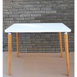 Ahşap Ayaklı Mutfak Salon Yemek Masası 60X90 cm Gürgen Masif Ayak Beyaz Çalışma Masası - Çok Renkli - 60 x 90 cm